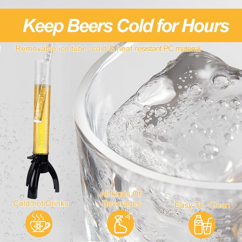 SERdeerCH 2 Pcs Beer Drink Tower Dispenser for Parties 100oz/3LClear Beverage Tower with Ice Tube and LED Lights Keg Tag for Kitchen Party - Image 5
